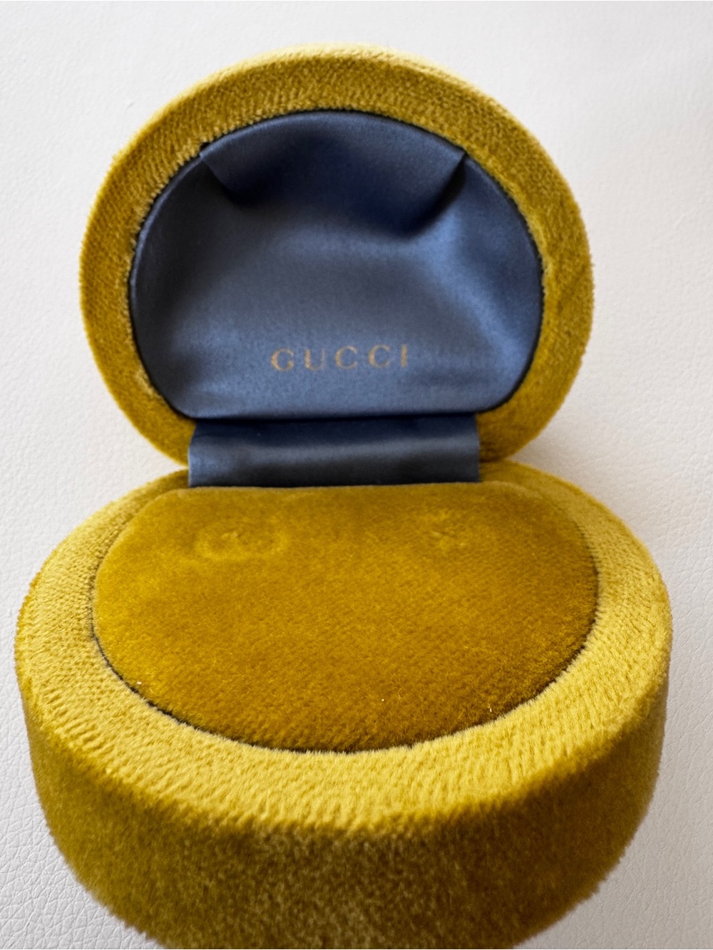Gucci Velvet Earrings Jewelry Case in Mustard Yellow